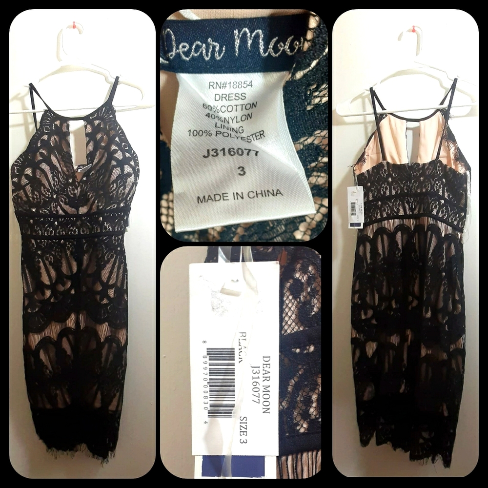 Dear Moon DressJewel Neck Over Nude Sleeveless Sho